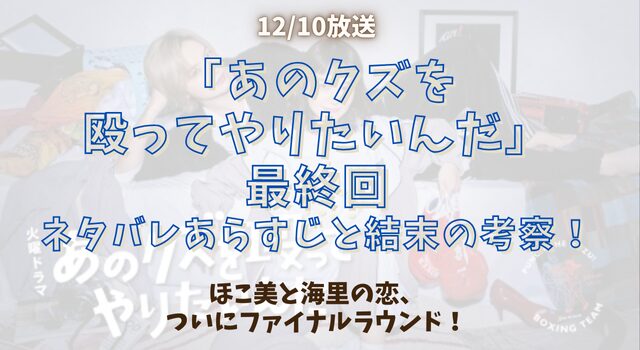 「あのクズを殴ってやりたいんだ」最終回ネタバレあらすじと結末の考察！ほこ美と海里の恋、ついにファイナルラウンド！